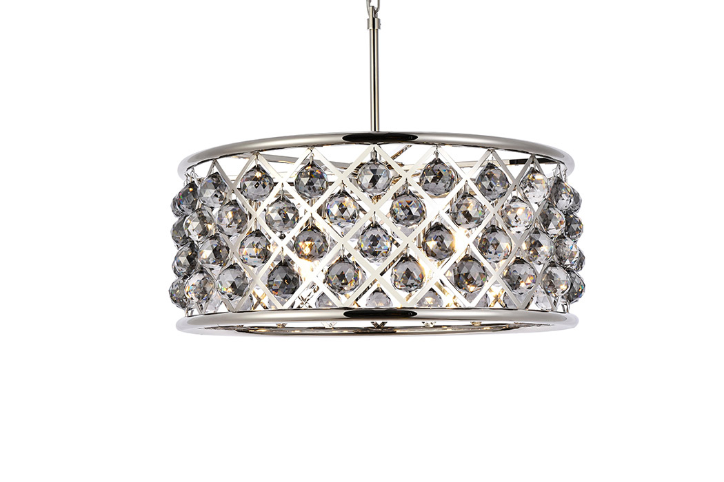 Elegant Crystal Grid Hoop 3 Light Chandelier - Polished Nickel/Silver, L 25" (1214D25PN-SS-RC)