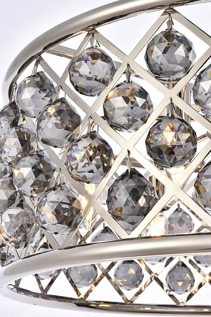 Elegant Crystal Grid Hoop 3 Light Chandelier - Polished Nickel/Silver, L 25" (1214D25PN-SS-RC)