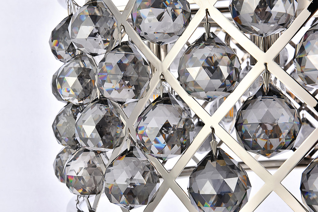 Elegant Crystal Grid Hoop 3 Light Chandelier - Polished Nickel/Silver, L 25" (1214D25PN-SS-RC)