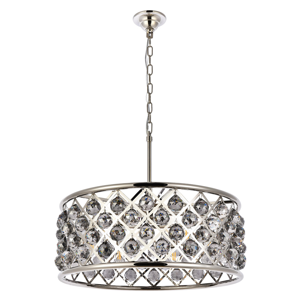 Elegant Crystal Grid Hoop 3 Light Chandelier - Polished Nickel/Silver, L 25" (1214D25PN-SS-RC)