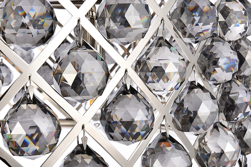 Elegant Crystal Grid Hoop 3 Light Chandelier - Polished Nickel/Silver, L 32" (1214D32PN-SS-RC)