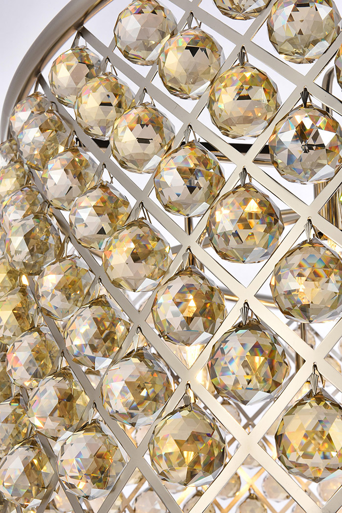 Elegant Crystal Grid Hoop 3 Light Chandelier - Polished Nickel/Gold, L 43" (1214G43PN-GT-RC)