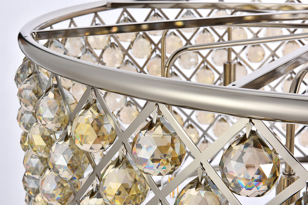Elegant Crystal Grid Hoop 3 Light Chandelier - Polished Nickel/Gold, L 43" (1214G43PN-GT-RC)