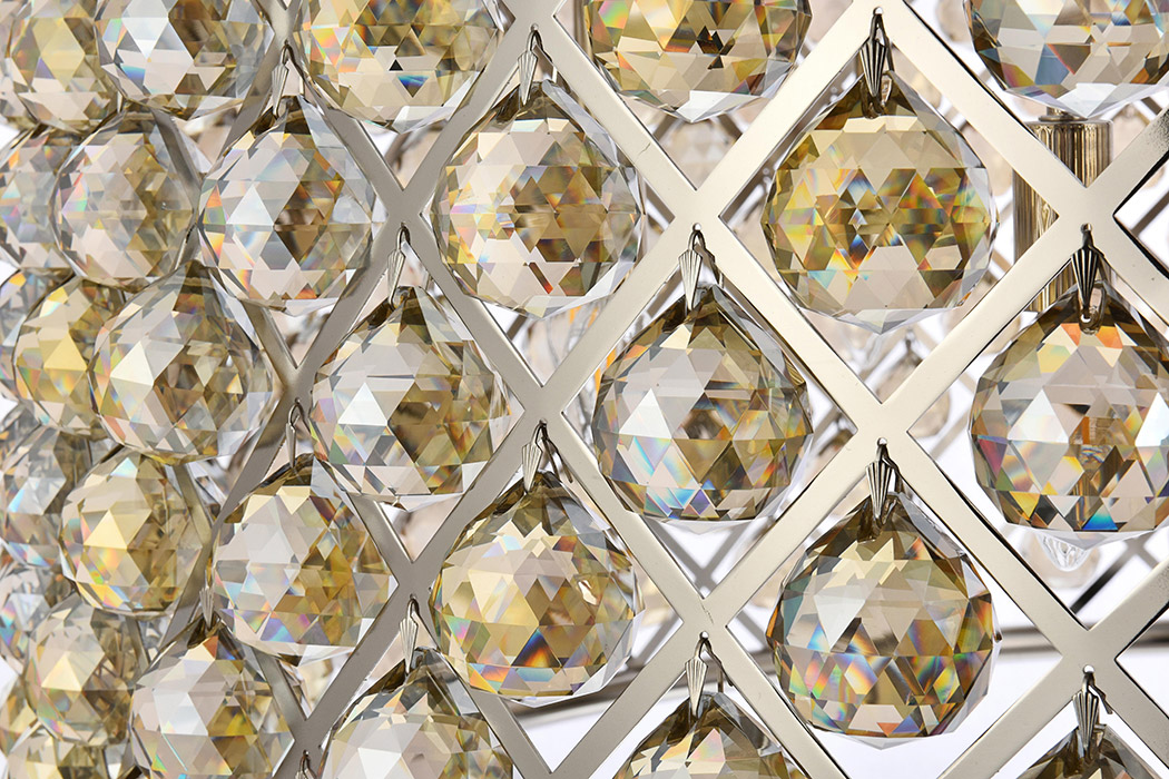 Elegant Crystal Grid Hoop 3 Light Chandelier - Polished Nickel/Gold, L 43" (1214G43PN-GT-RC)