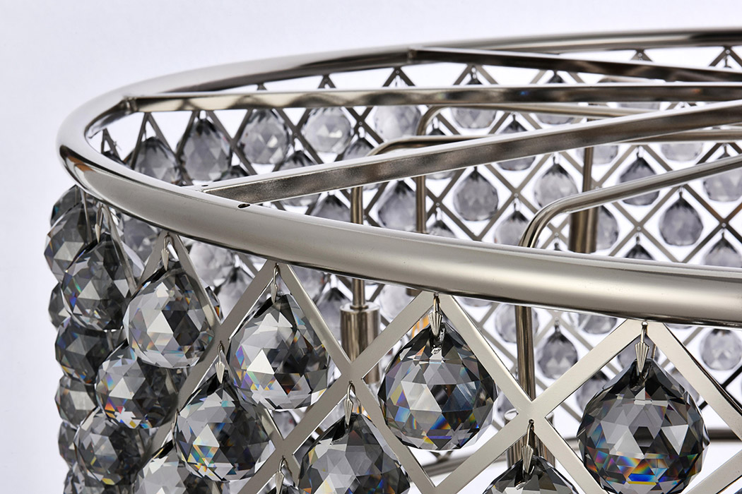 Elegant Crystal Grid Hoop 3 Light Chandelier - Polished Nickel/Silver, L 43" (1214G43PN-SS-RC)