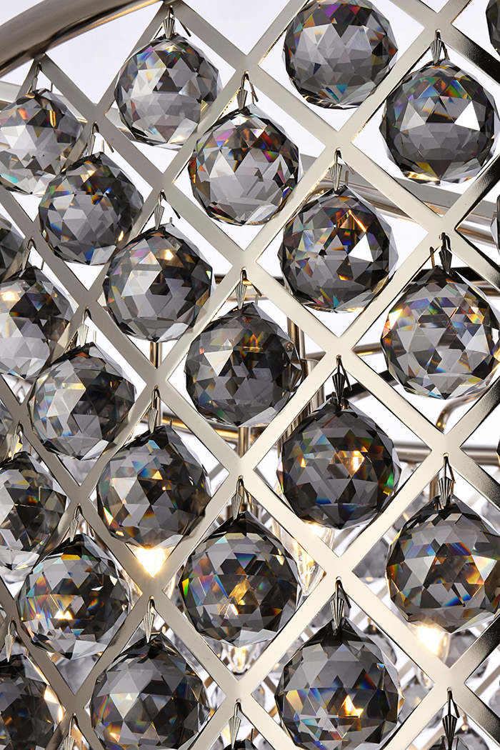 Elegant Crystal Grid Hoop 3 Light Chandelier - Polished Nickel/Silver, L 43" (1214G43PN-SS-RC)