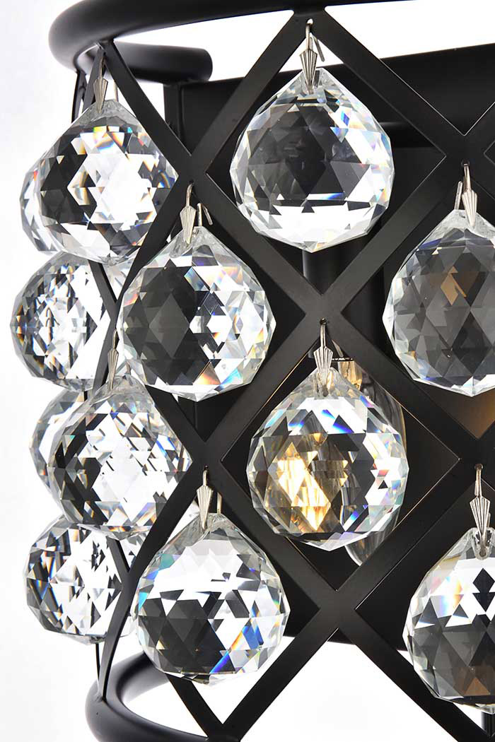 Elegant Crystal Grid 1 Light 11" Crystal Wall Sconce - Matte Black (1214W11MB-RC)