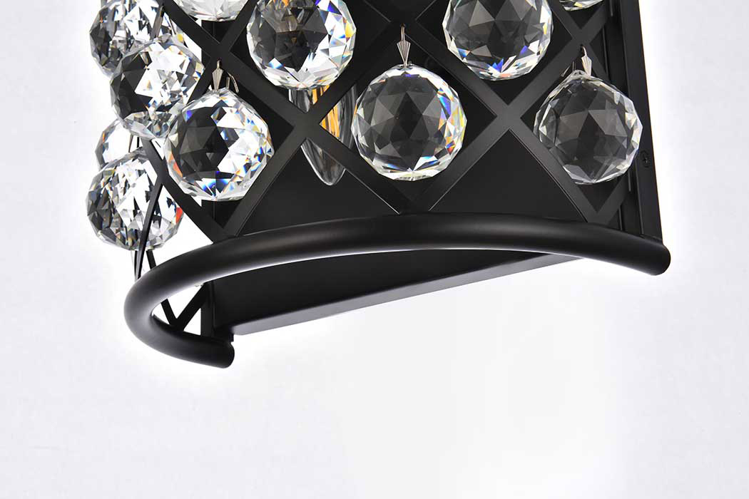 Elegant Crystal Grid 1 Light 11" Crystal Wall Sconce - Matte Black (1214W11MB-RC)