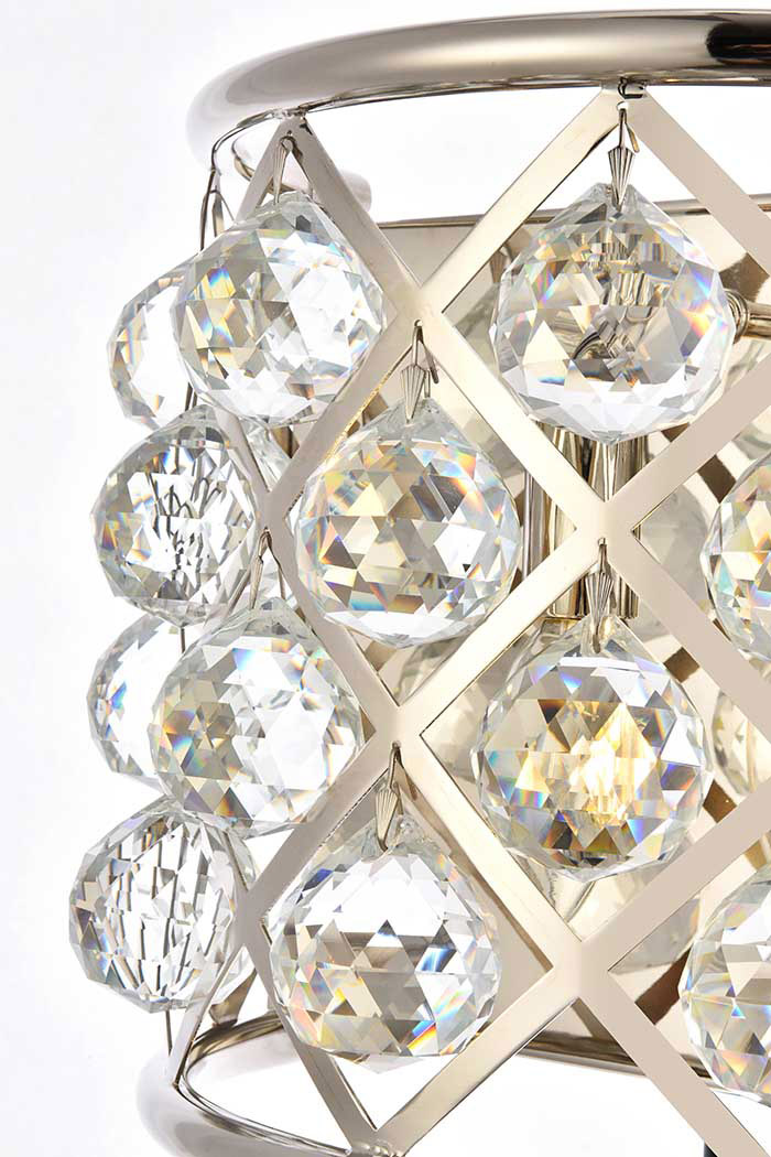 Elegant Crystal Grid 1 Light 11" Crystal Wall Sconce - Polished Nickel (1214W11PN-RC)