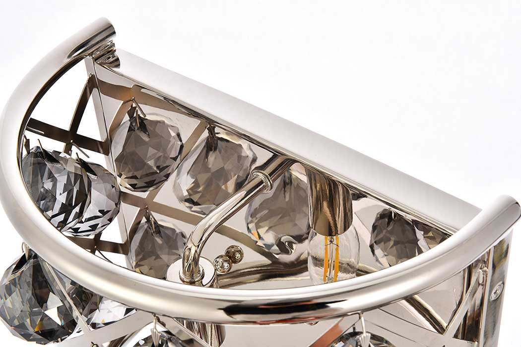 Elegant Crystal Grid 1 Light Crystal Wall Sconce - Polished Nickel/Silver Shade (1214W11PN-SS-RC)