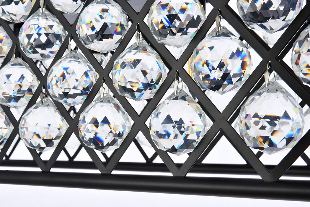 Elegant Crystal Grid Rectangular 7 Light Chandelier - Matte Black, L 50" (1216G50MB-RC)