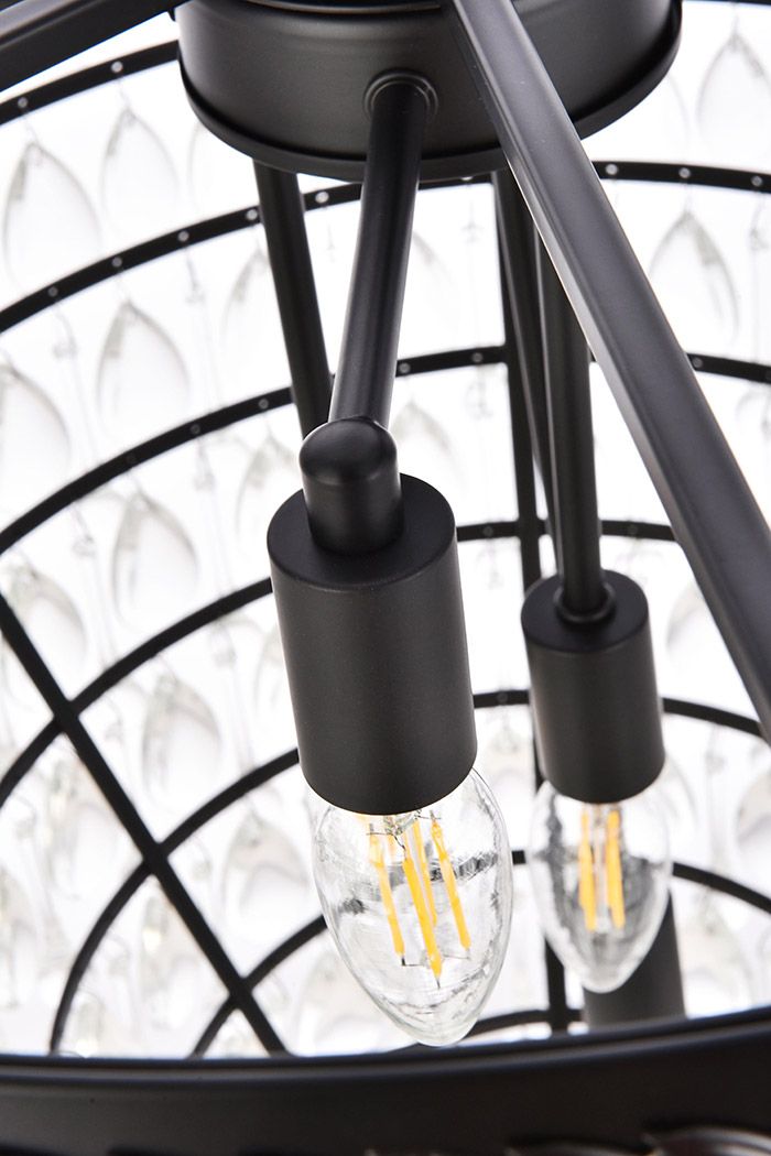 Elegant Teardrop Glass Chandelier 3 Light - Black, L 24" (1219D24BK-RC)
