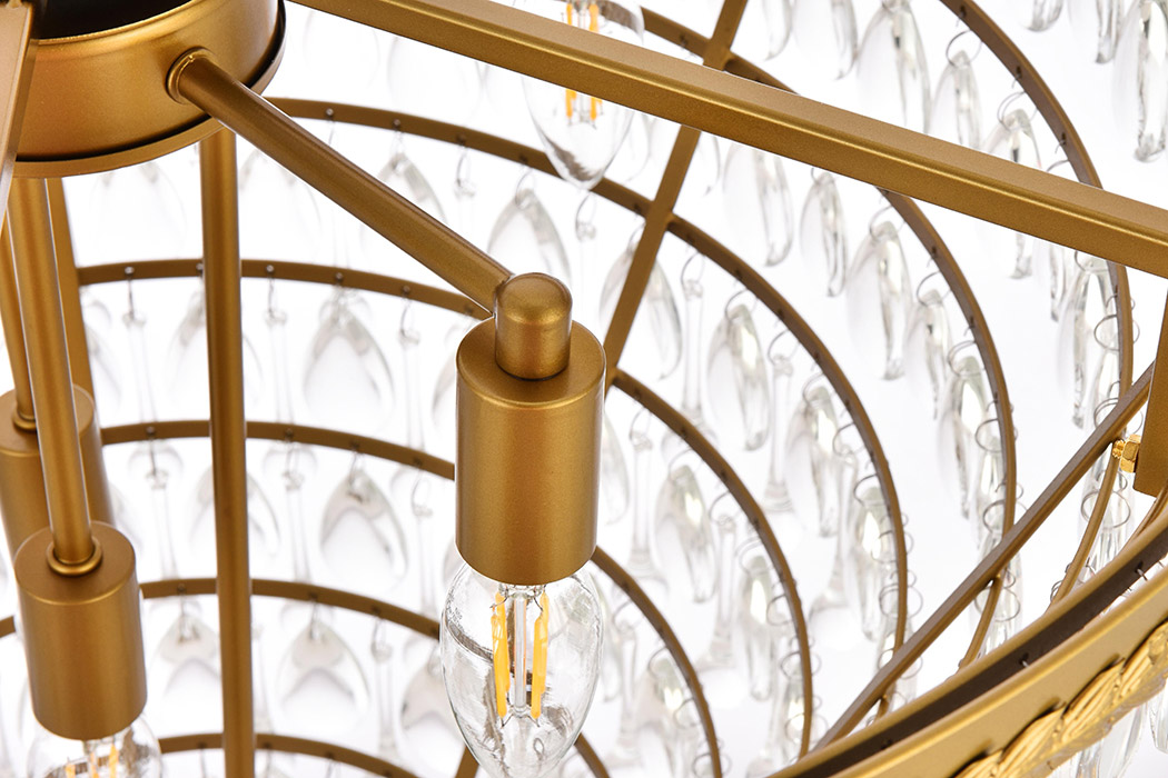 Elegant Teardrop Glass Chandelier 3 Light - Brass, L 24" (1219D24BR-RC)