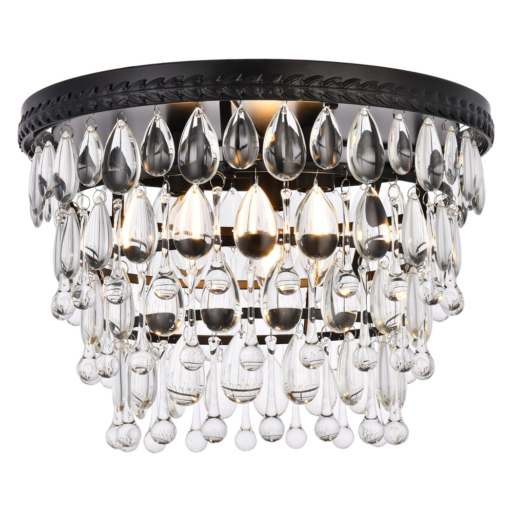 Elegant - Teardrop Glass Flushmount 3 Light