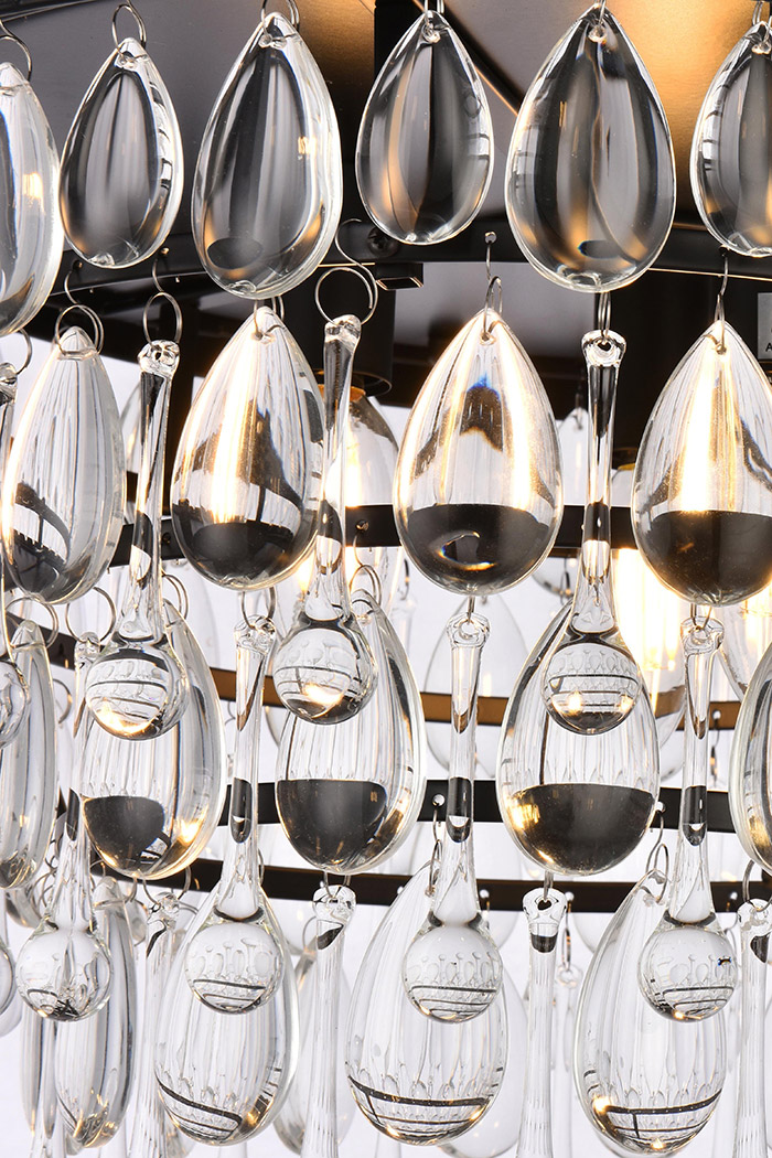 Elegant Teardrop Glass Flushmount 3 Light - Black, L 15" (1219F15BK-RC)