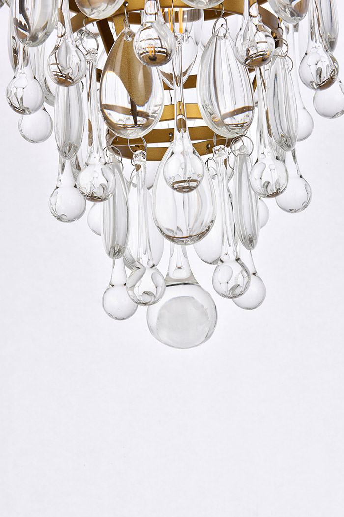 Elegant Teardrop Glass Flushmount 3 Light - Brass, L 9" (1219F9BR-RC)