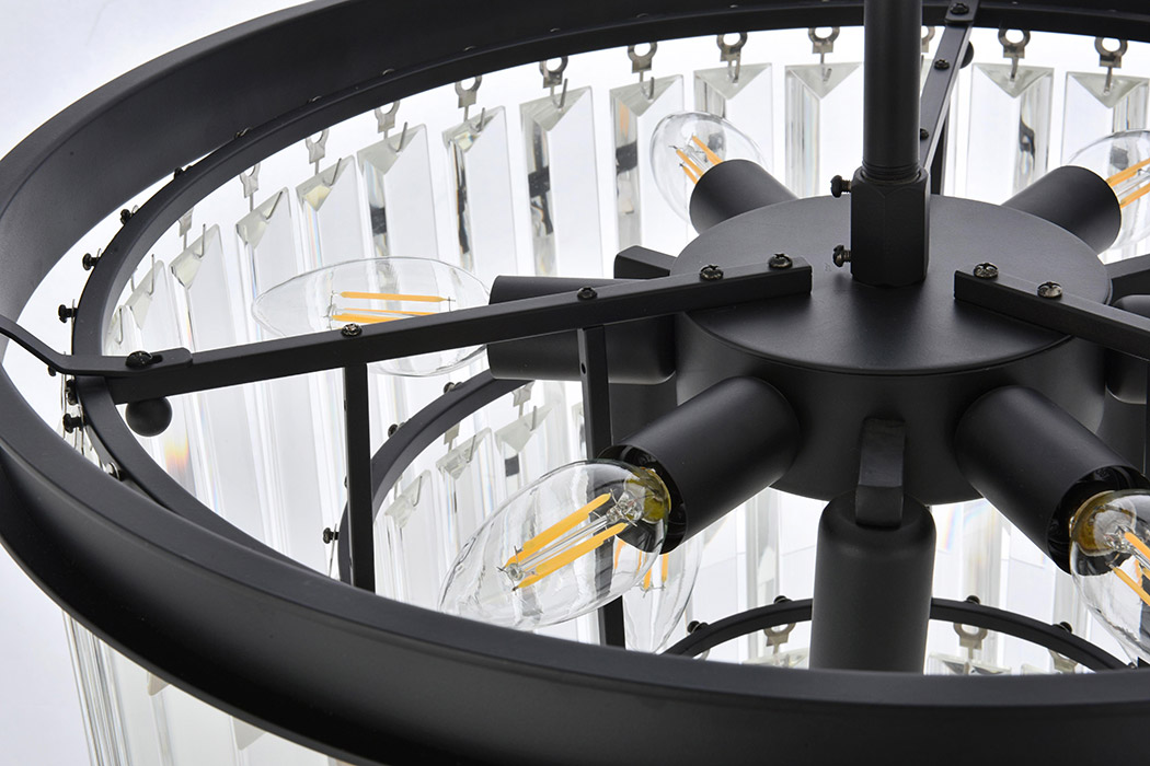 Elegant Urban Classic Chandelier - Matte Black, L 20" (1231D20MB-RC)