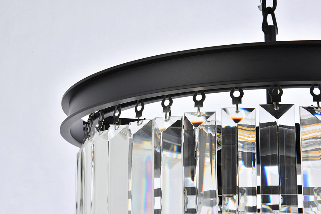 Elegant Urban Classic Chandelier - Matte Black, L 20" (1231D20MB-RC)
