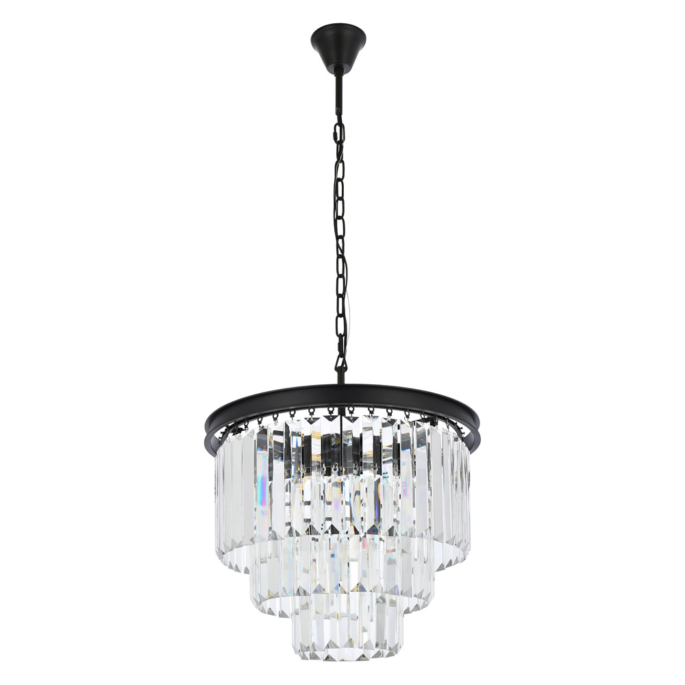 Elegant Urban Classic Chandelier - Matte Black, L 20" (1231D20MB-RC)