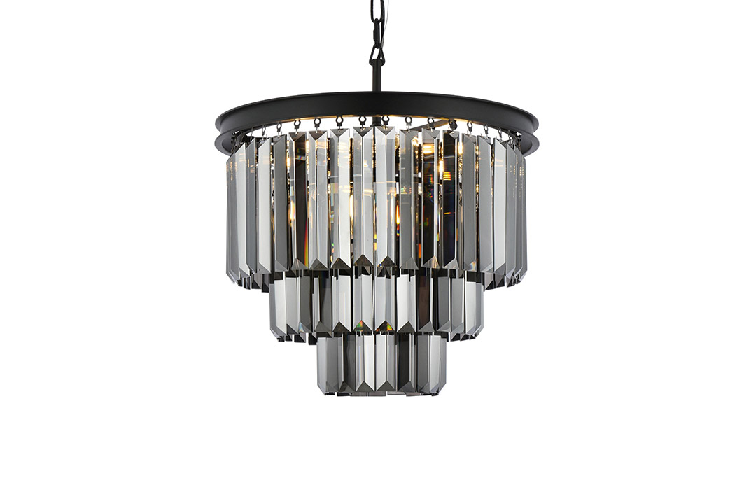 Elegant Urban Classic Chandelier - Matte Black/Silver, L 20" (1231D20MB-SS-RC)