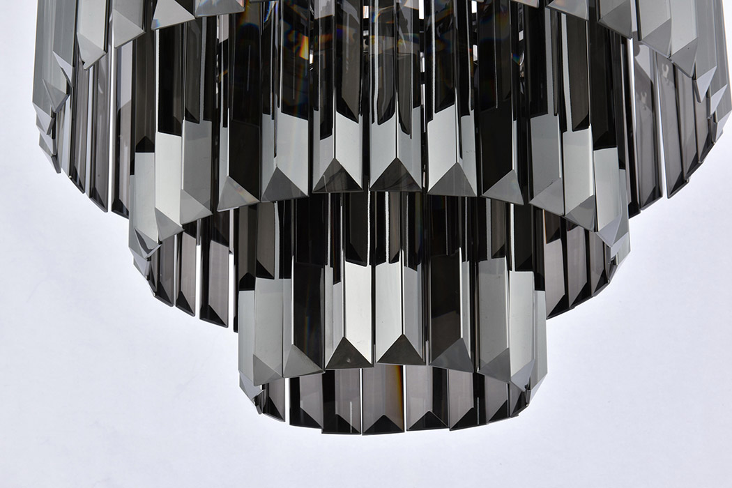 Elegant Urban Classic Chandelier - Matte Black/Silver, L 20" (1231D20MB-SS-RC)