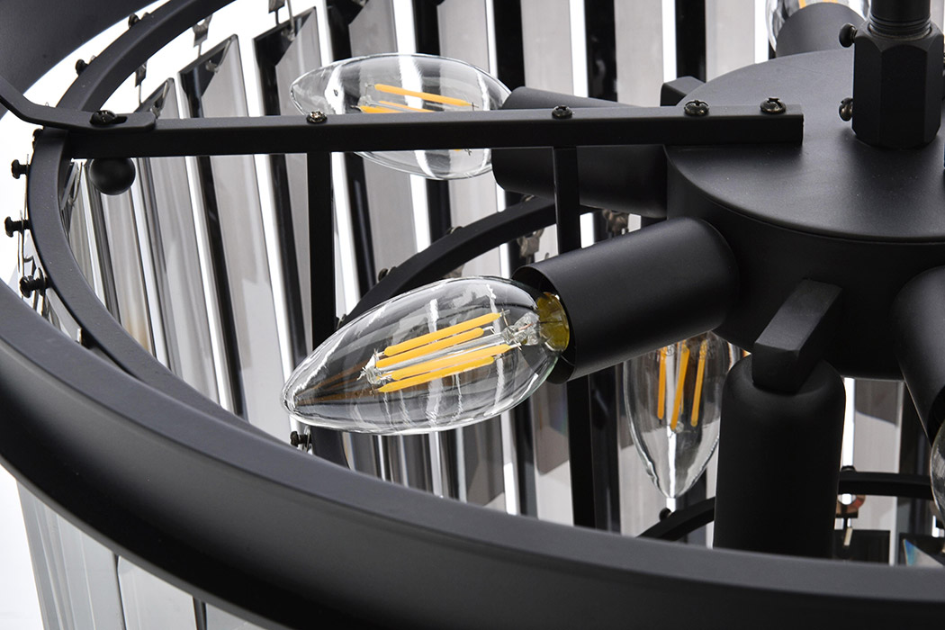 Elegant Urban Classic Chandelier - Matte Black/Silver, L 20" (1231D20MB-SS-RC)