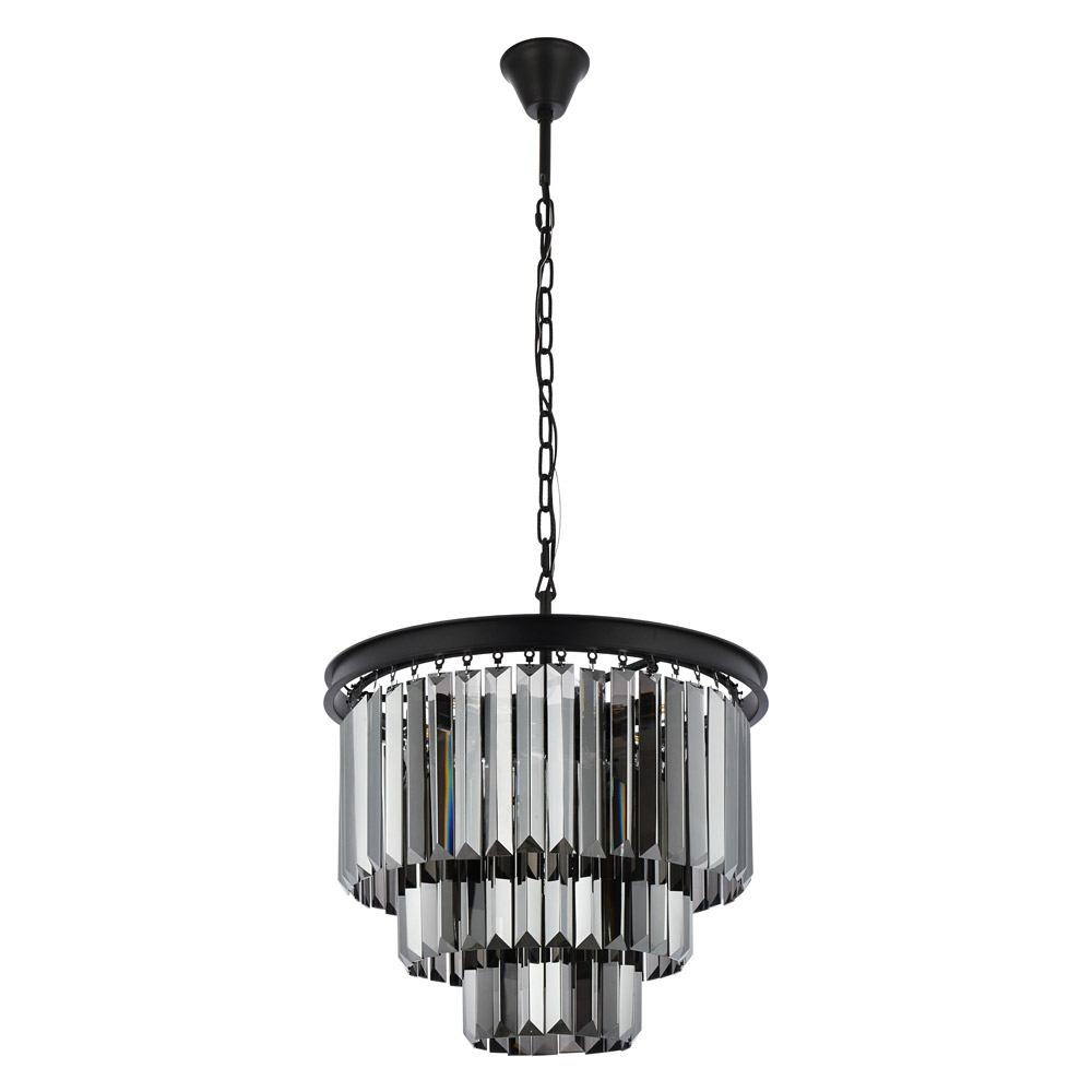Elegant Urban Classic Chandelier - Matte Black/Silver, L 20" (1231D20MB-SS-RC)