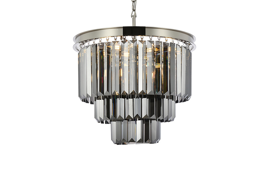 Elegant Urban Classic Chandelier - Polished Nickel/Silver, L 20" (1231D20PN-SS-RC)