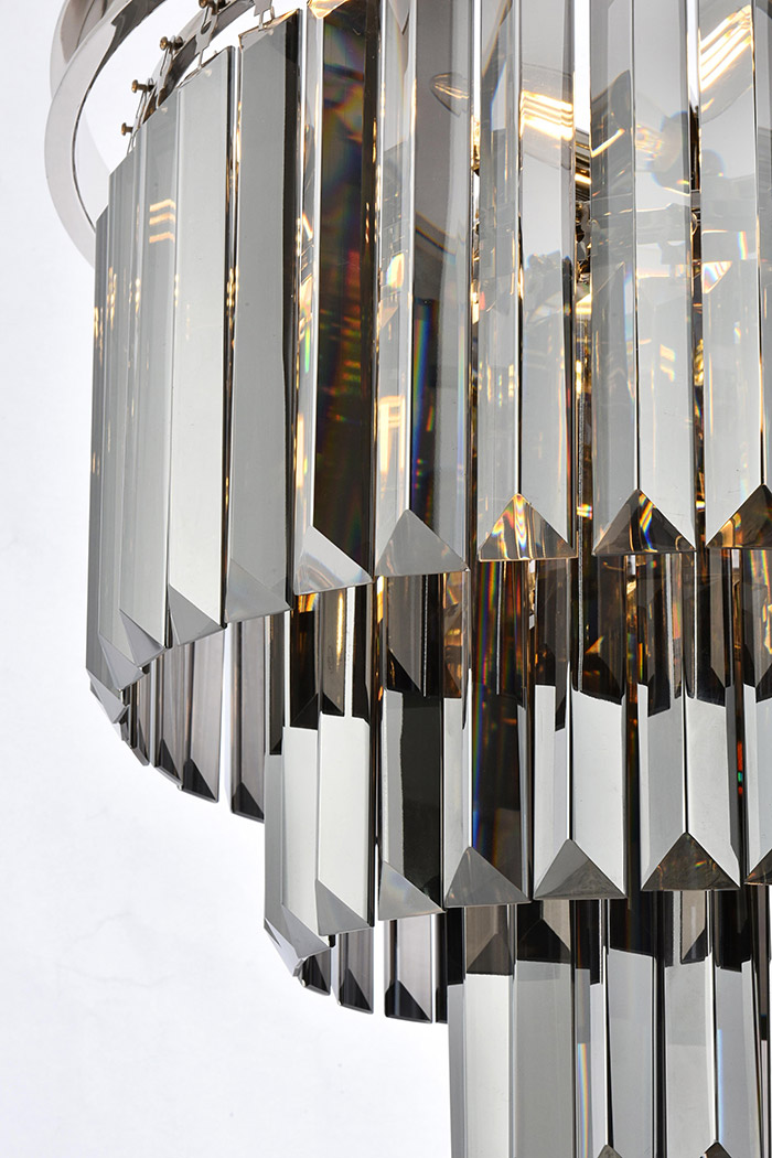 Elegant Urban Classic Chandelier - Polished Nickel/Silver, L 20" (1231D20PN-SS-RC)
