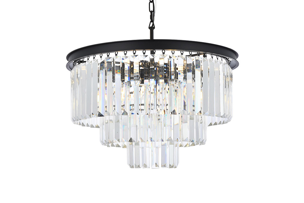 Elegant Urban Classic Chandelier - Matte Black, L 26" (1231D26MB-RC)