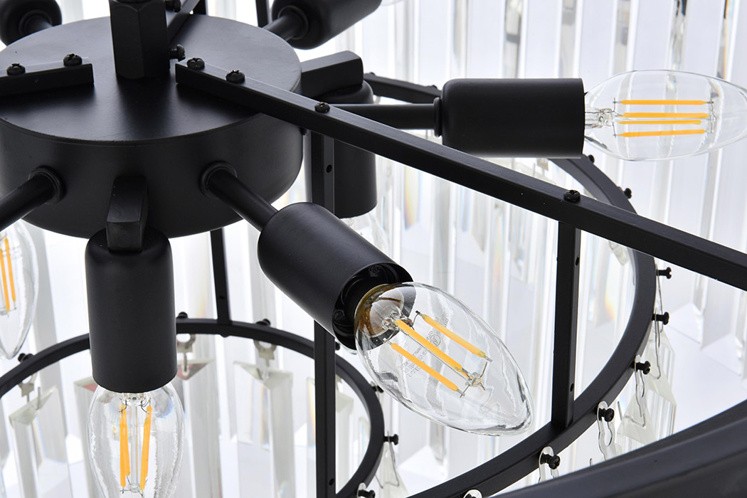 Elegant Urban Classic Chandelier - Matte Black, L 26" (1231D26MB-RC)