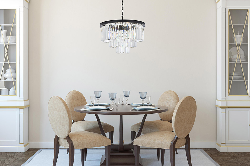 Elegant Urban Classic Chandelier - Matte Black, L 26" (1231D26MB-RC)