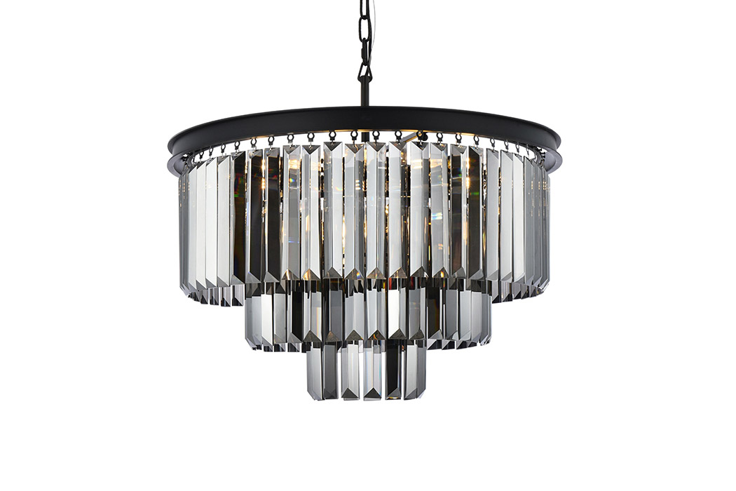 Elegant Urban Classic Chandelier - Matte Black/Silver, L 26" (1231D26MB-SS-RC)