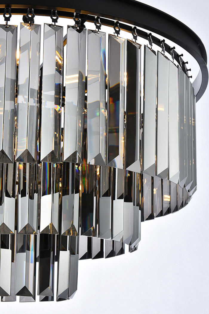 Elegant Urban Classic Chandelier - Matte Black/Silver, L 26" (1231D26MB-SS-RC)