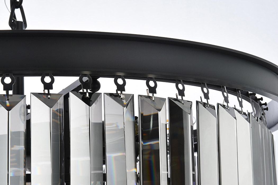 Elegant Urban Classic Chandelier - Matte Black/Silver, L 26" (1231D26MB-SS-RC)