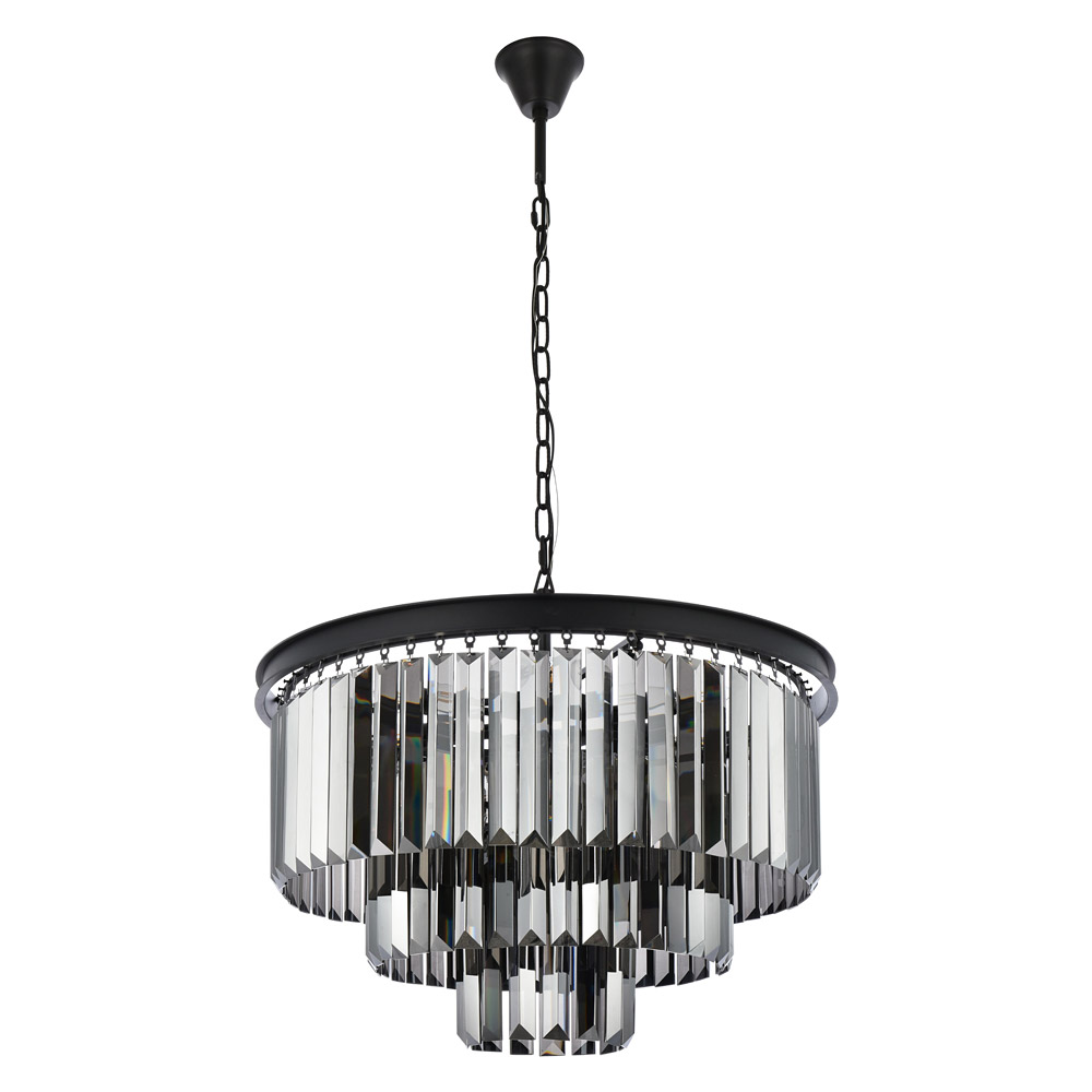 Elegant Urban Classic Chandelier - Matte Black/Silver, L 26" (1231D26MB-SS-RC)