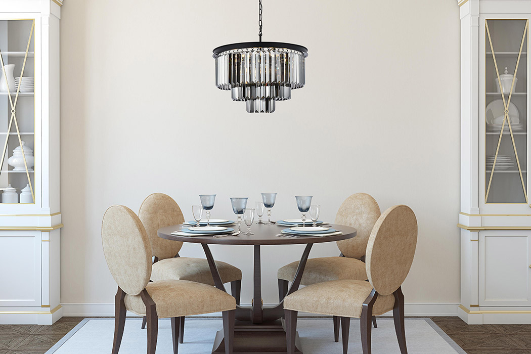 Elegant Urban Classic Chandelier - Matte Black/Silver, L 26" (1231D26MB-SS-RC)