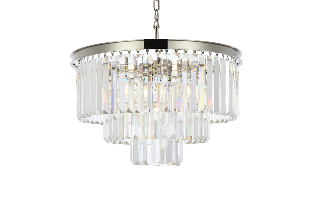 Elegant Urban Classic Chandelier - Polished Nickel, L 26" (1231D26PN-RC)
