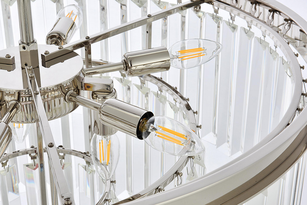 Elegant Urban Classic Chandelier - Polished Nickel, L 26" (1231D26PN-RC)