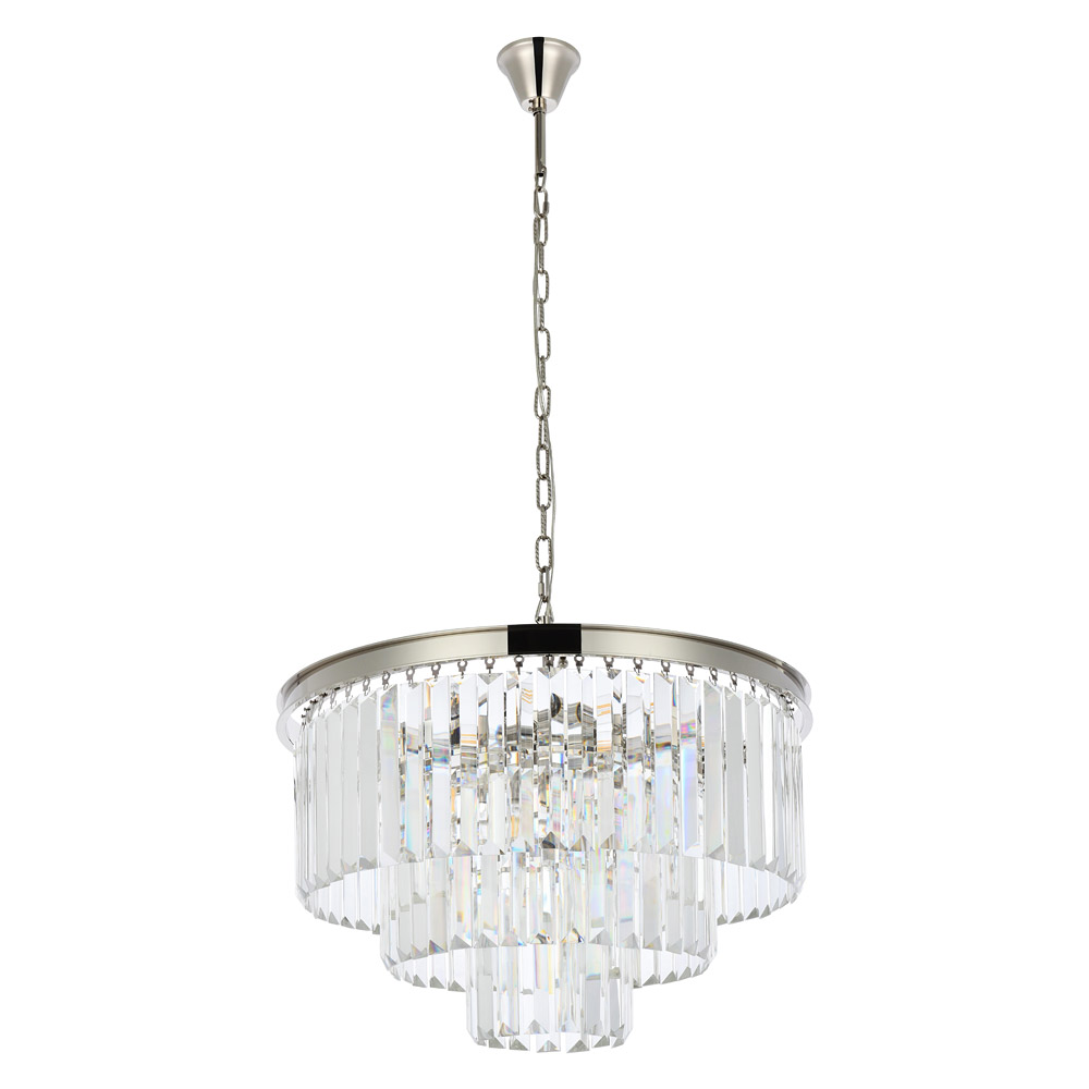 Elegant Urban Classic Chandelier - Polished Nickel, L 26" (1231D26PN-RC)