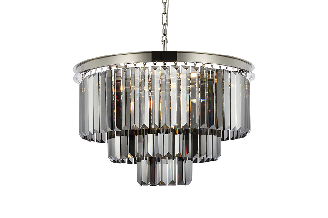 Elegant Urban Classic Chandelier - Polished Nickel/Silver, L 26" (1231D26PN-SS-RC)