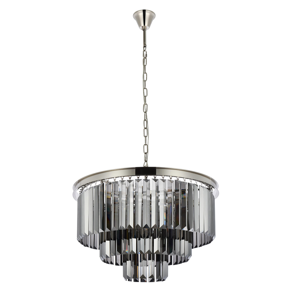 Elegant Urban Classic Chandelier - Polished Nickel/Silver, L 26" (1231D26PN-SS-RC)
