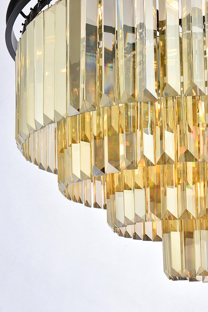 Elegant Urban Classic Chandelier - Matte Black/Gold, L 32" (1231D32MB-GT-RC)