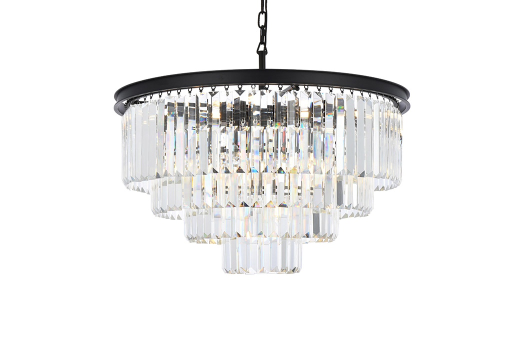 Elegant Urban Classic Chandelier - Matte Black, L 32" (1231D32MB-RC)