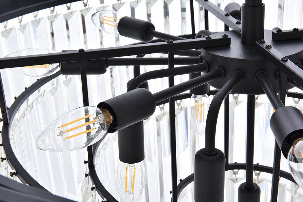 Elegant Urban Classic Chandelier - Matte Black, L 32" (1231D32MB-RC)