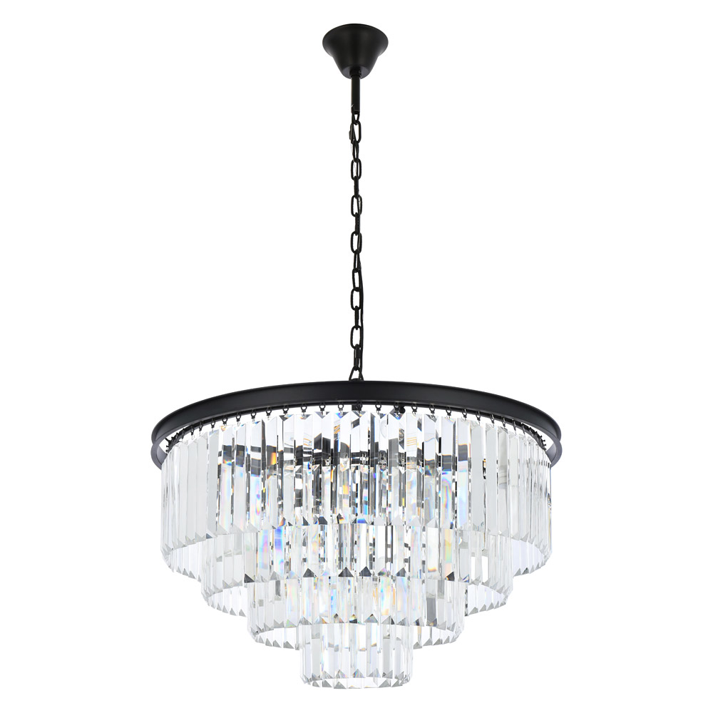 Elegant Urban Classic Chandelier - Matte Black, L 32" (1231D32MB-RC)