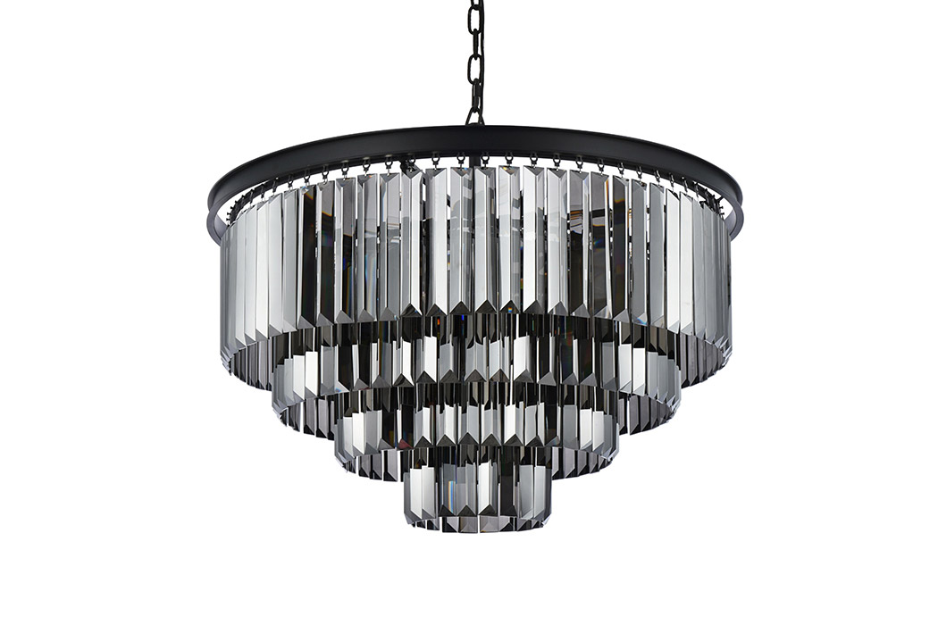 Elegant Urban Classic Chandelier - Matte Black/Silver, L 32" (1231D32MB-SS-RC)