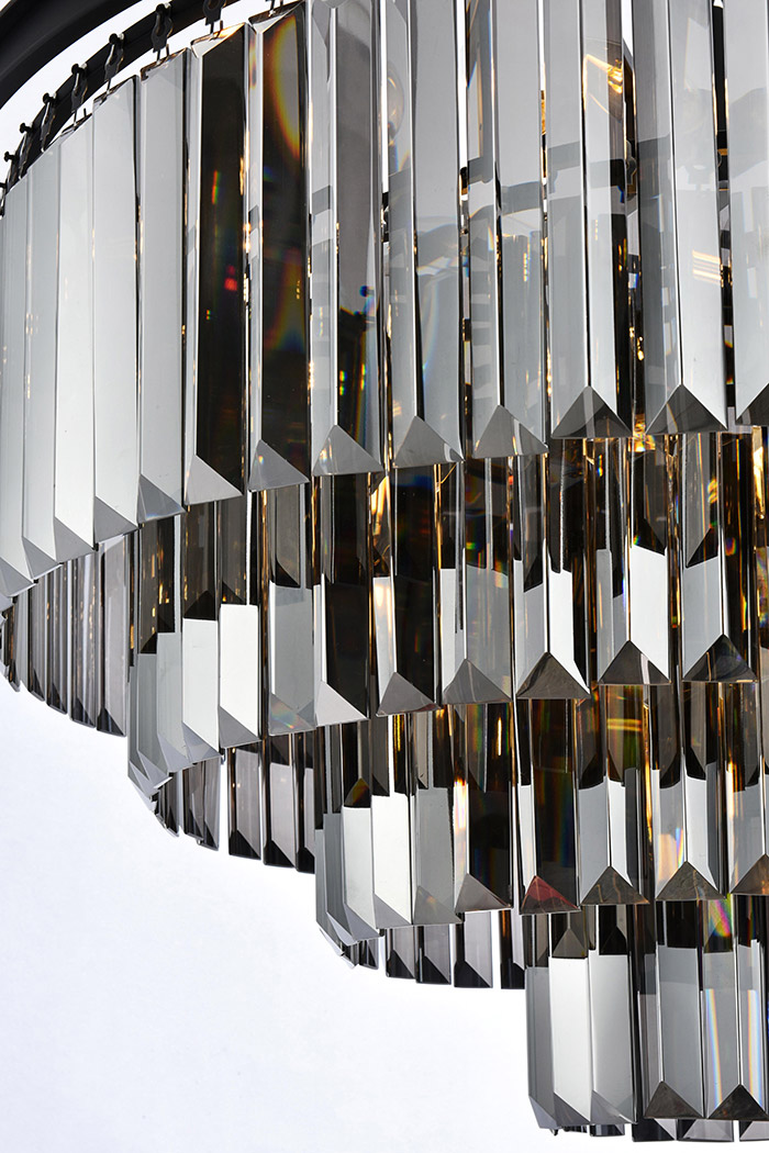 Elegant Urban Classic Chandelier - Matte Black/Silver, L 32" (1231D32MB-SS-RC)