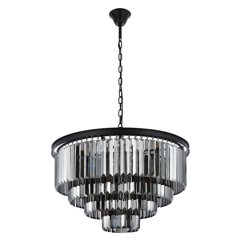 Elegant Urban Classic Chandelier - Matte Black/Silver, L 32" (1231D32MB-SS-RC)