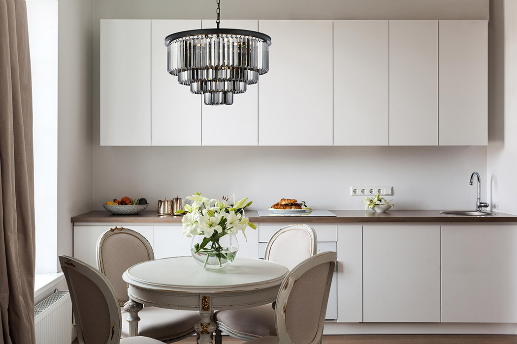 Elegant Urban Classic Chandelier - Matte Black/Silver, L 32" (1231D32MB-SS-RC)